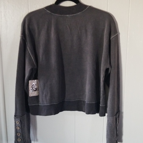 Free People Button Cuff Sweatshirt - Picture 7 of 7